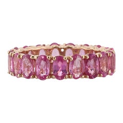 5.00ct Oval Cut Pink Sapphire Eternity Band in 14k Rose Gold