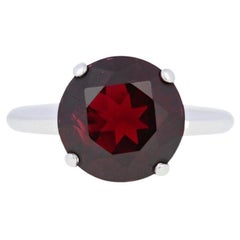 Vintage 5.00ct Round Cut Synthetic Ruby Ring, 10k White Gold Cocktail Solitaire