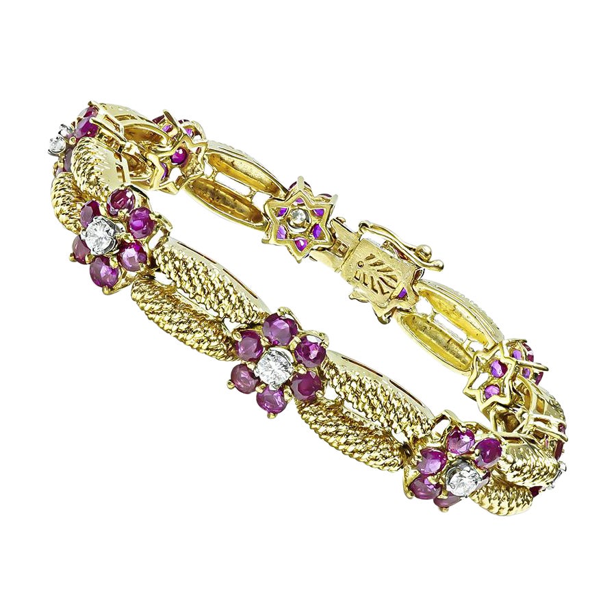 Bracelet en or 5.00ct Rubis 0.70ct Diamant