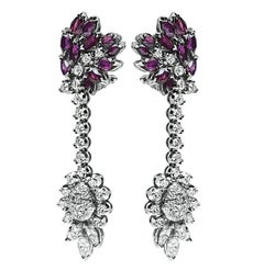 5.00ct Ruby 2.00ct Diamond Chandelier Earrings