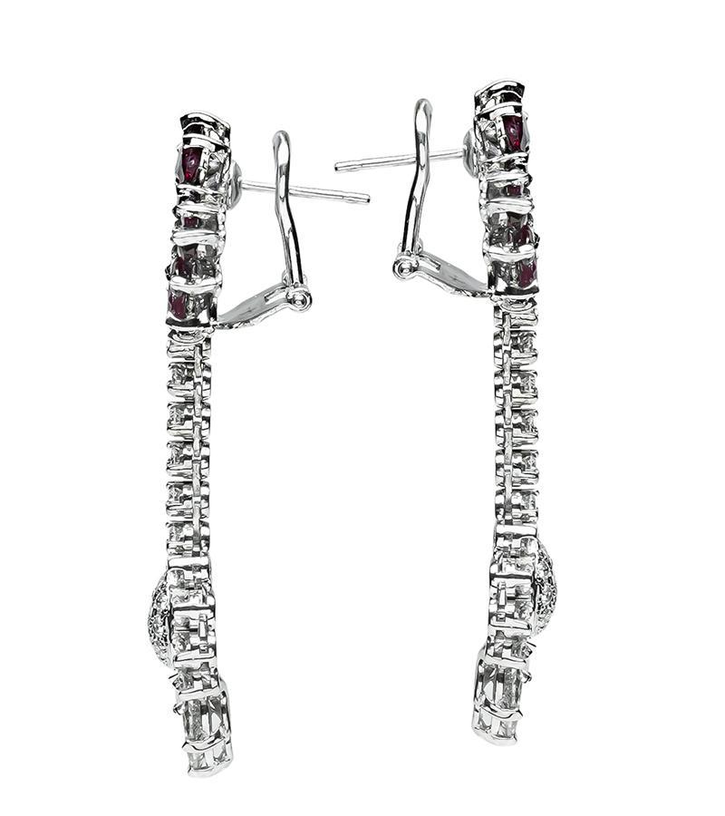 Taglio marquise Orecchini Chandelier con rubino 5,00ct e diamanti 2,00ct in vendita