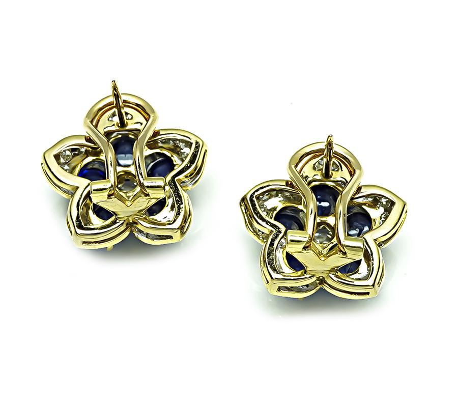 5.00ct Saphir 2.50ct Diamant Gold Stern Ohrringe im Zustand „Gut“ im Angebot in New York, NY