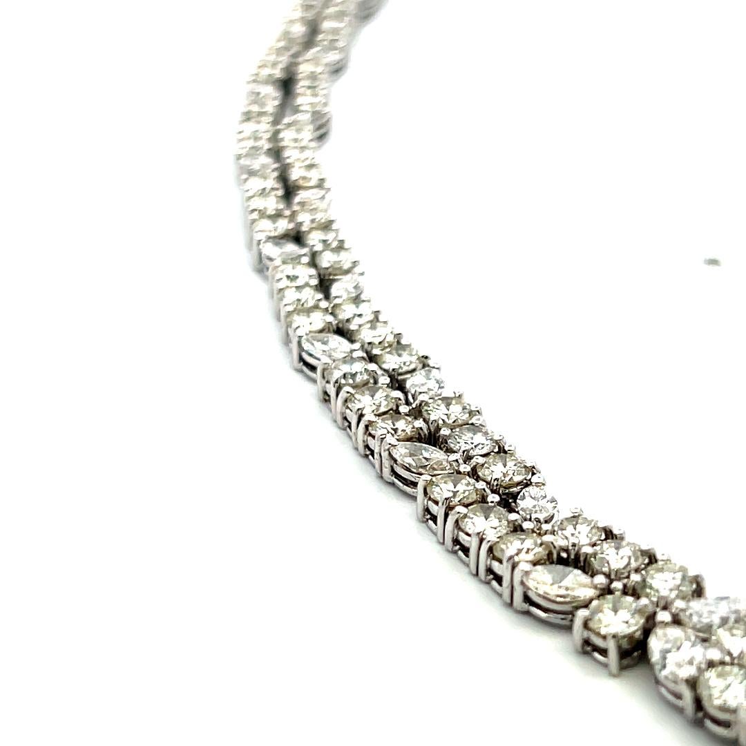 5.00ct Zafiro 34.00ct Diamante 18K Oro Blanco Collar Riviera en venta 6