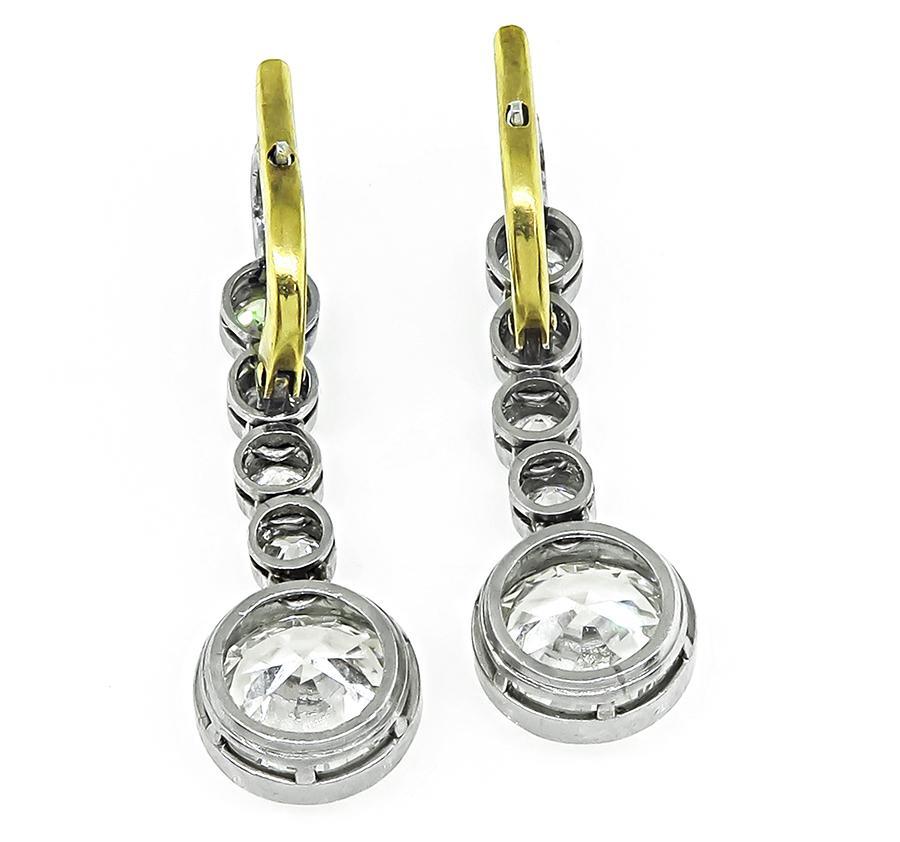 5.00cttw Diamond Platinum and Gold Earrings In Good Condition For Sale In New York, NY