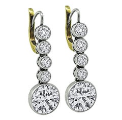 Vintage 5.00cttw Diamond Platinum and Gold Earrings