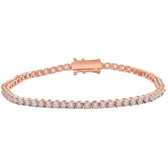 5.00CTW Natural Round Brilliant Cut Diamond Tennis Bracelet In 14K Rose Gold