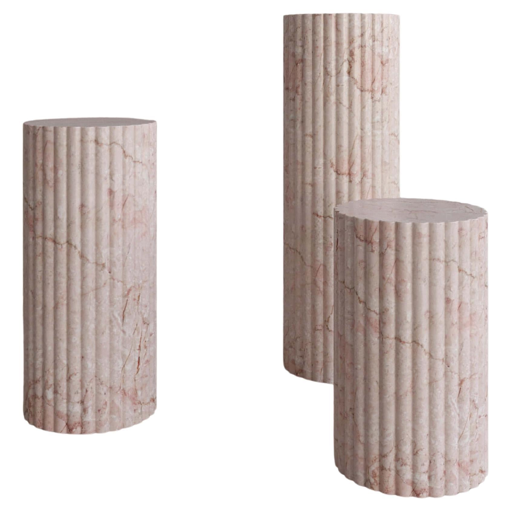 500mm Afshar Pink Marble Antica Pedestal by the Essentialist For Sale