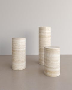 500mm Nude Travertine Voyage Pedestal by the Essentialist