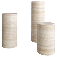 500mm Nude Travertine Voyage Pedestal by the Essentialist