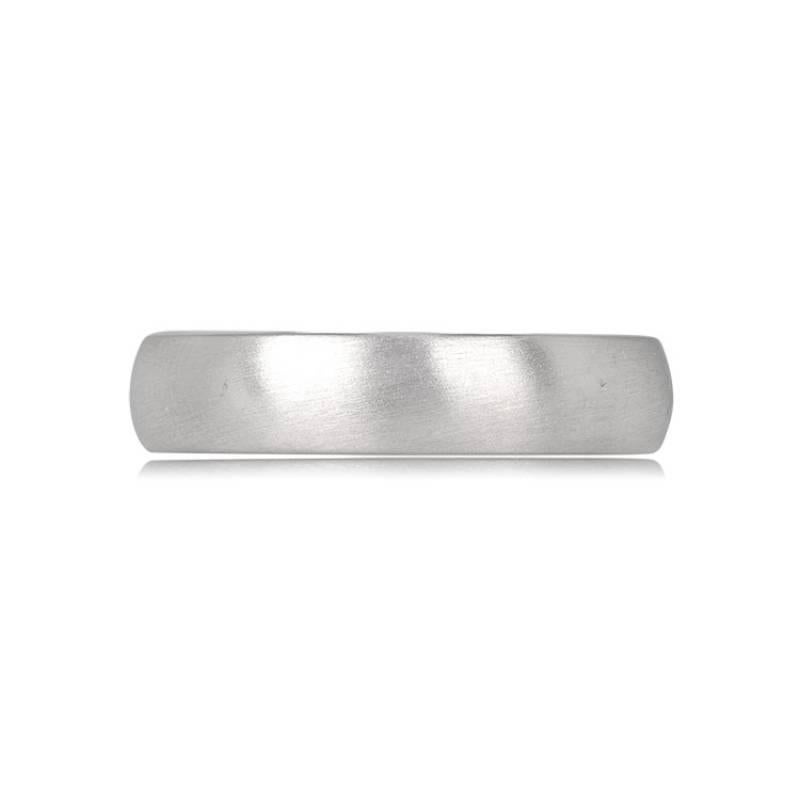 This elegant wedding band, measuring 5mm, is meticulously handcrafted in platinum, showcasing a refined brushwork finish. Notably, the band is skillfully handmade, emphasizing unique craftsmanship over a casted design.

Ring Size: 6.5 US,