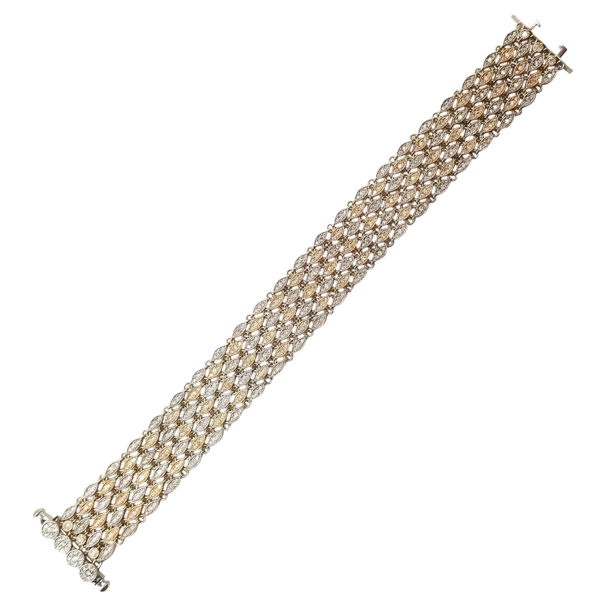5 Carat Diamond Bracelet 14 Karat Two-Tone Gold