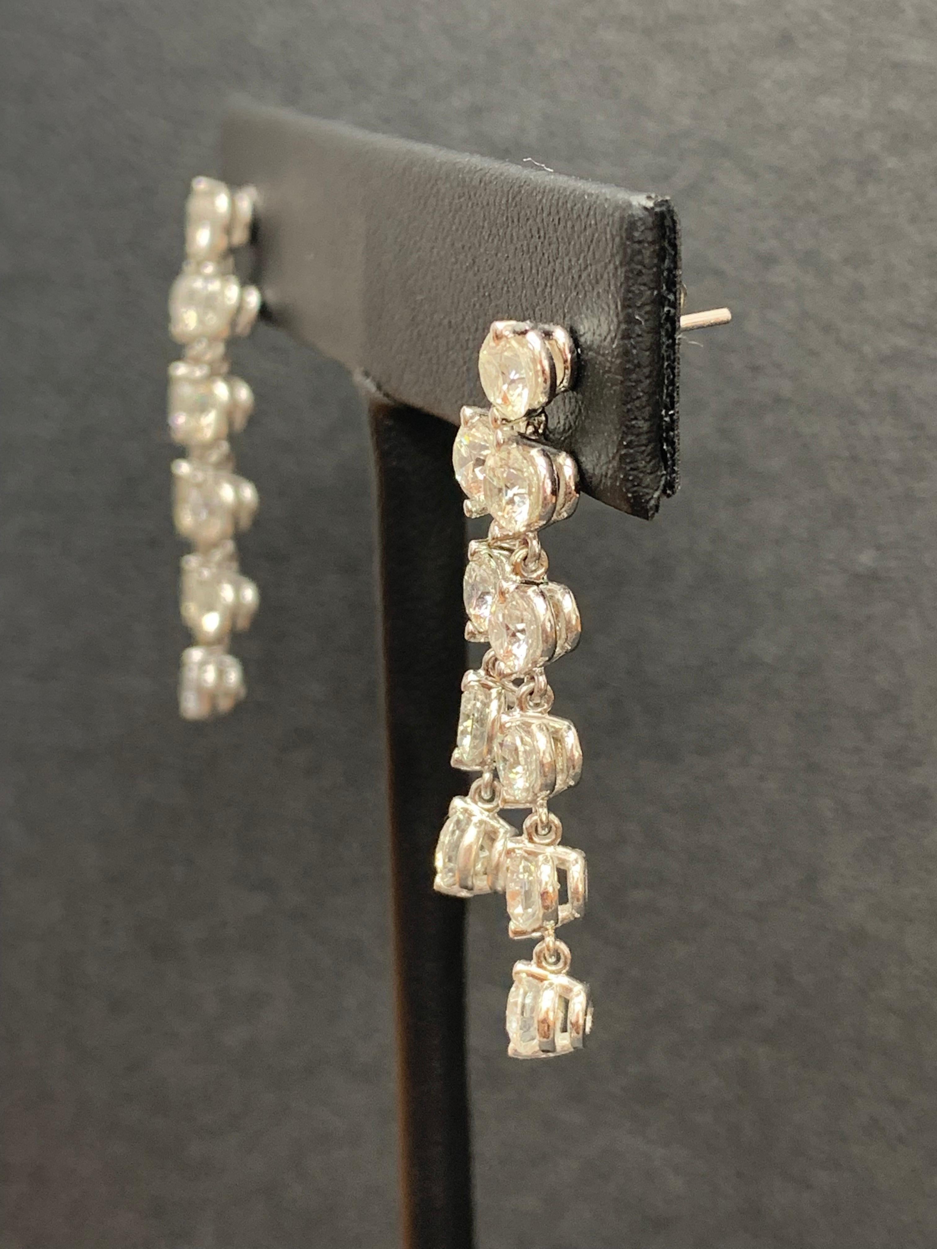 5.01 Carat Diamond Chandelier Earrings in 14k White Gold For Sale 4