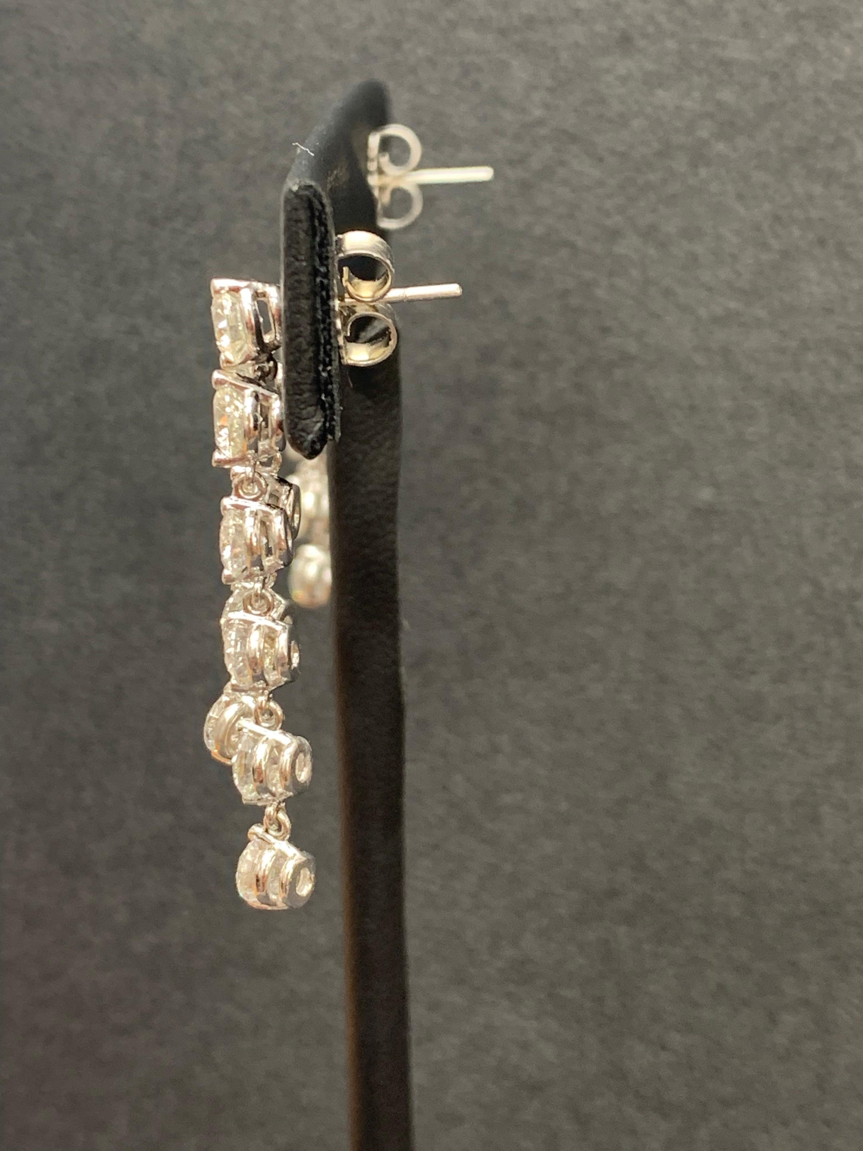 5.01 Carat Diamond Chandelier Earrings in 14k White Gold For Sale 5