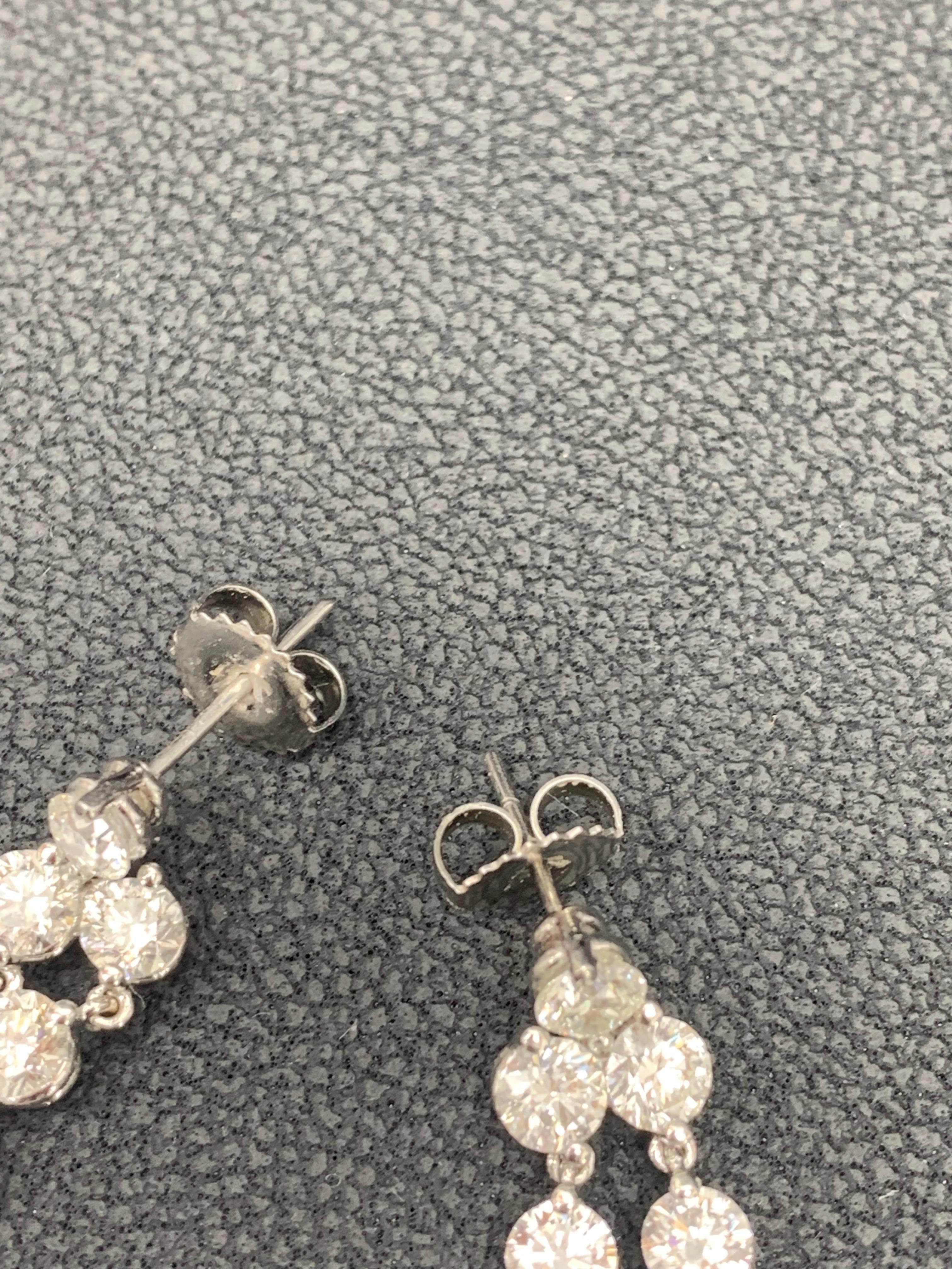 5.01 Carat Diamond Chandelier Earrings in 14k White Gold For Sale 1