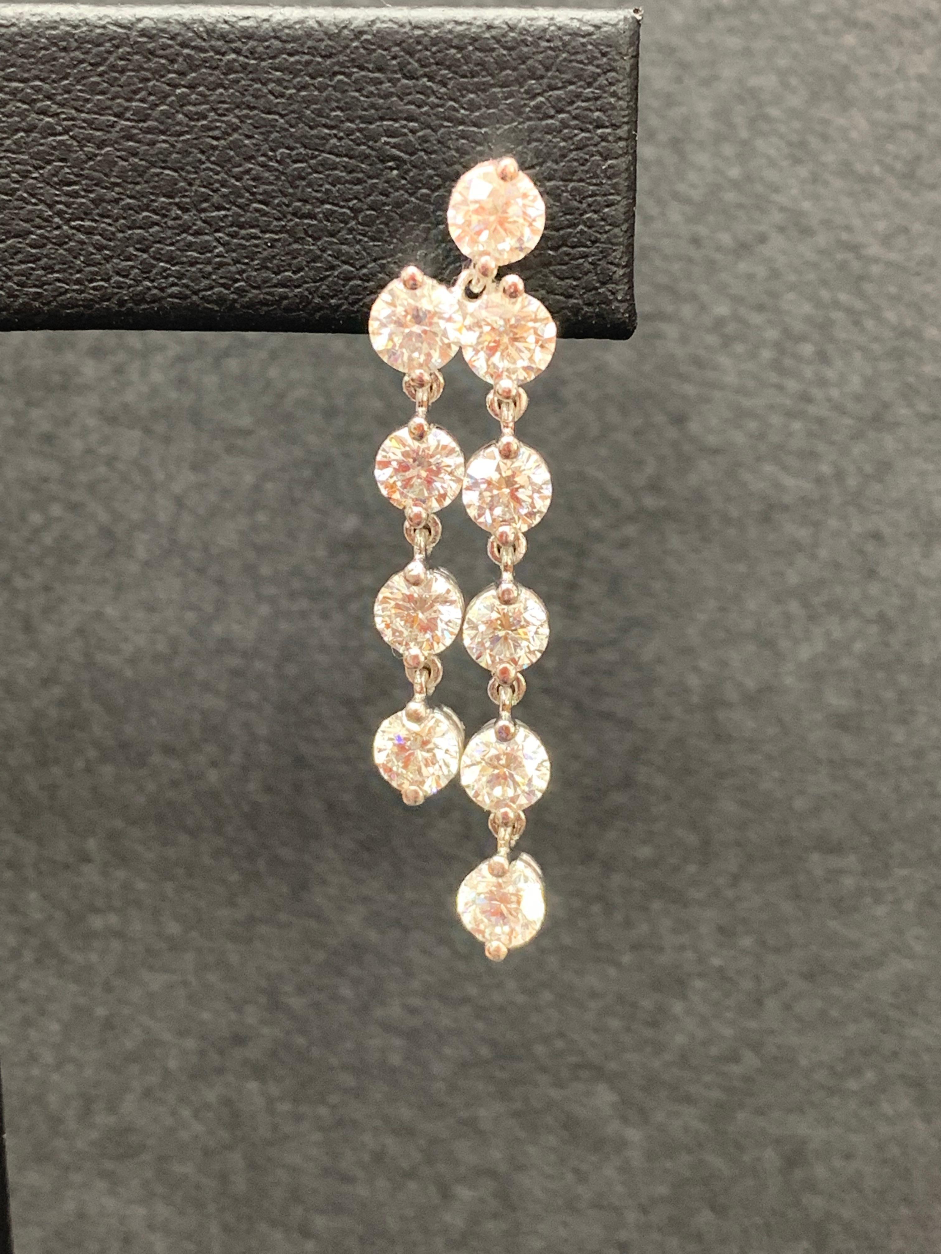 5.01 Carat Diamond Chandelier Earrings in 14k White Gold For Sale 3