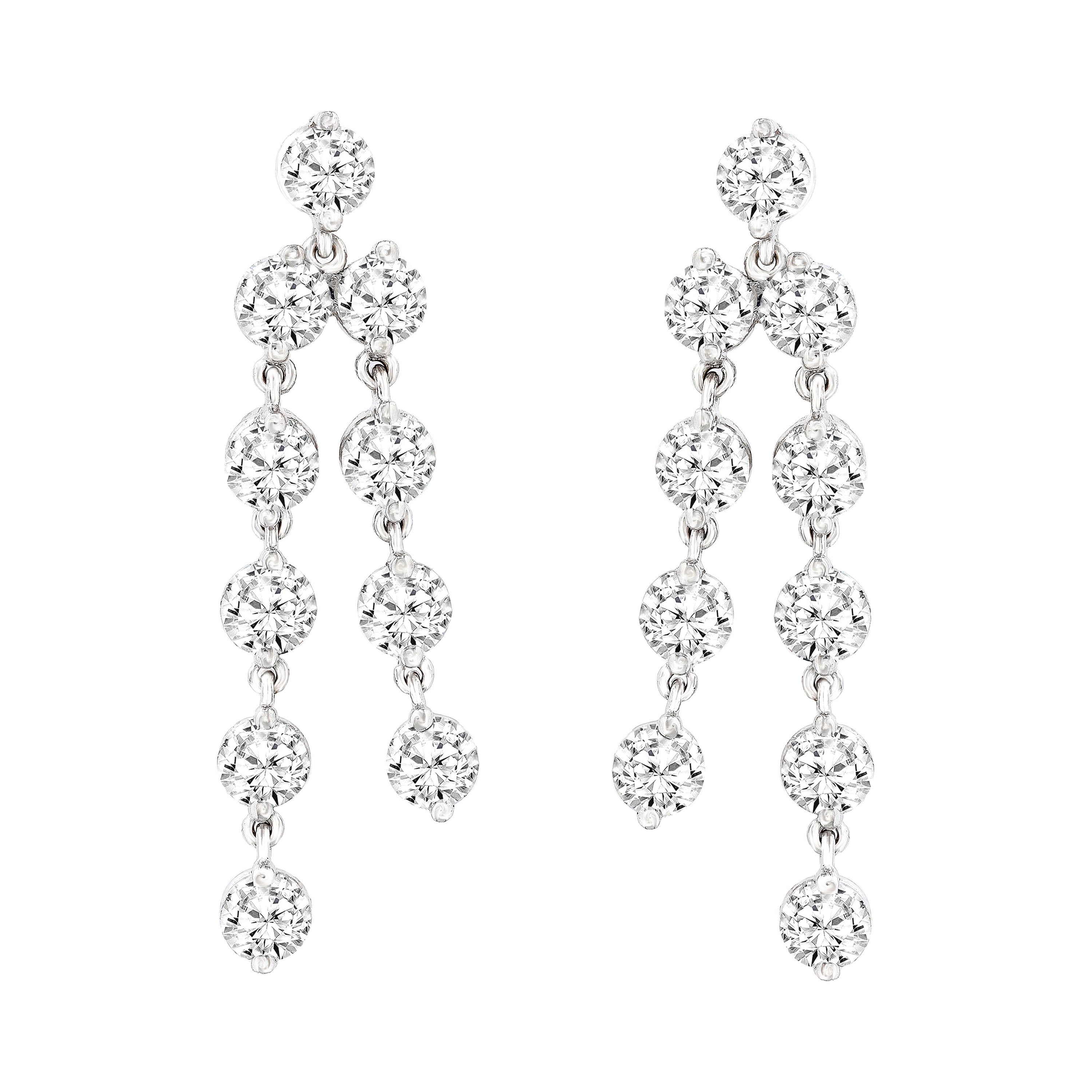 5,01 Karat Diamant-Kronleuchter-Ohrringe aus 14k Weißgold