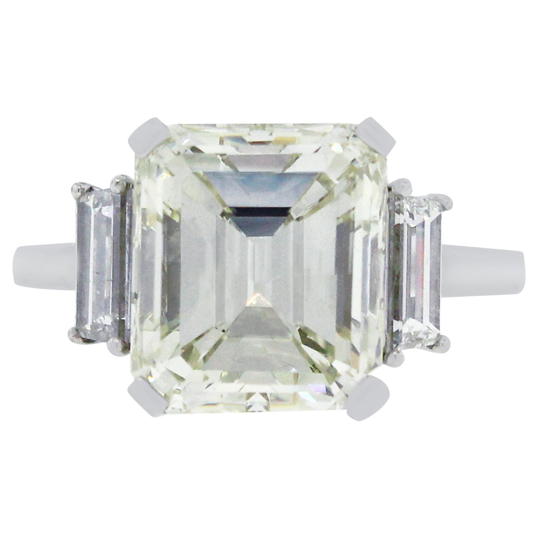 5.01 Carat Emerald Cut Diamond Engagement Ring