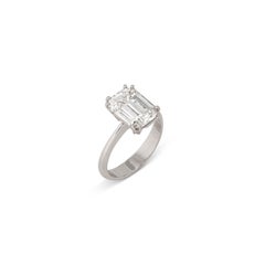 5.01 Carat Emerald-cut Statement 18K White Gold Radiant Elegance Diamond Ring