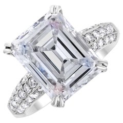 5.01 Carat Emerald Diamond Ring 14K White Gold Radiant Elegance