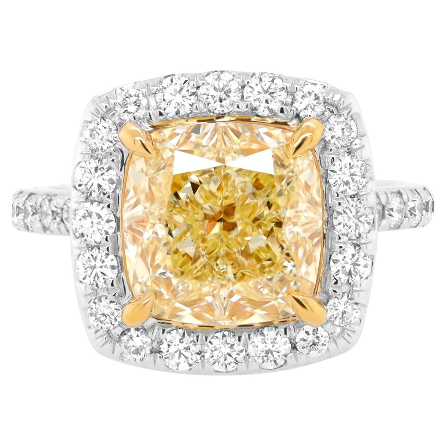 Diana M. 5.01 Carat Fancy Yellow Diamond Platinum Ring