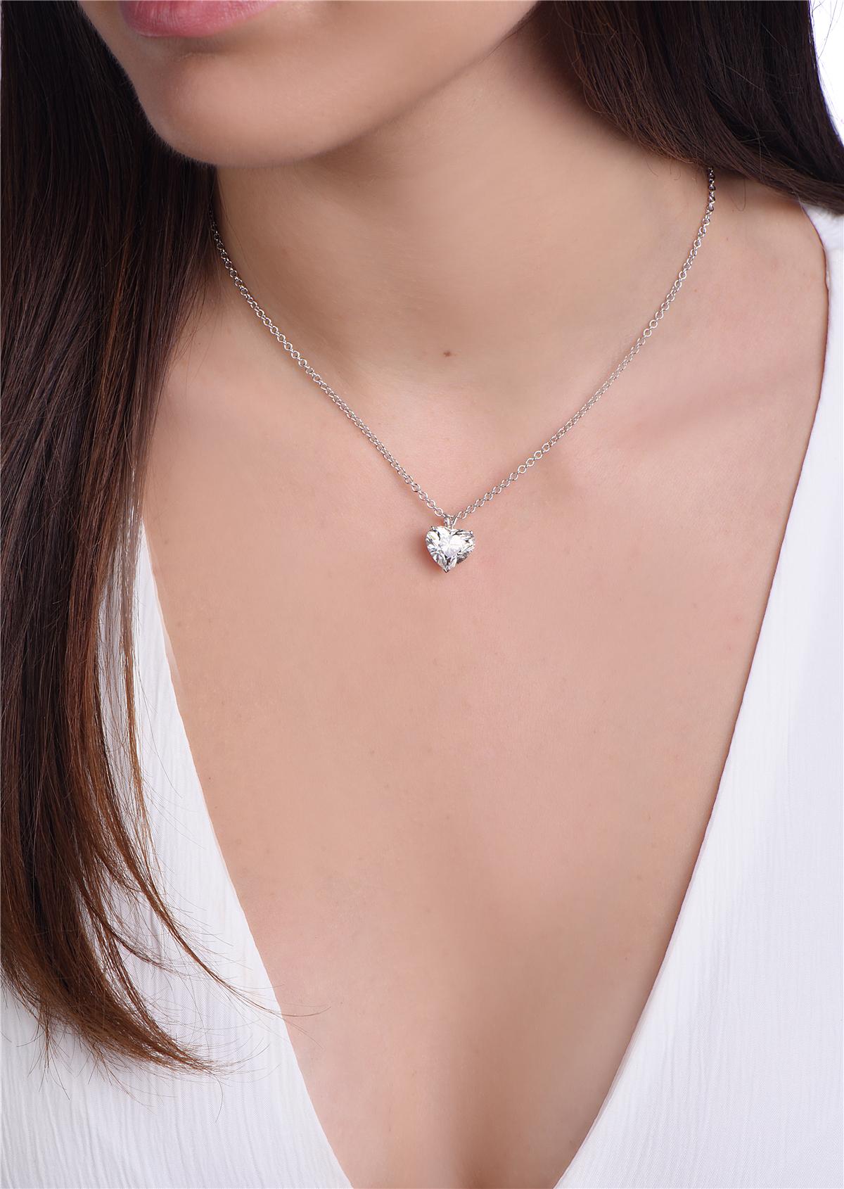 Contemporary 5.01 Carat GIA Certified Diamond Heart Pendant Necklace