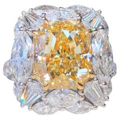 5.01 Carat GIA Certified Fancy Yellow Diamond Cocktail Pendant Ring
