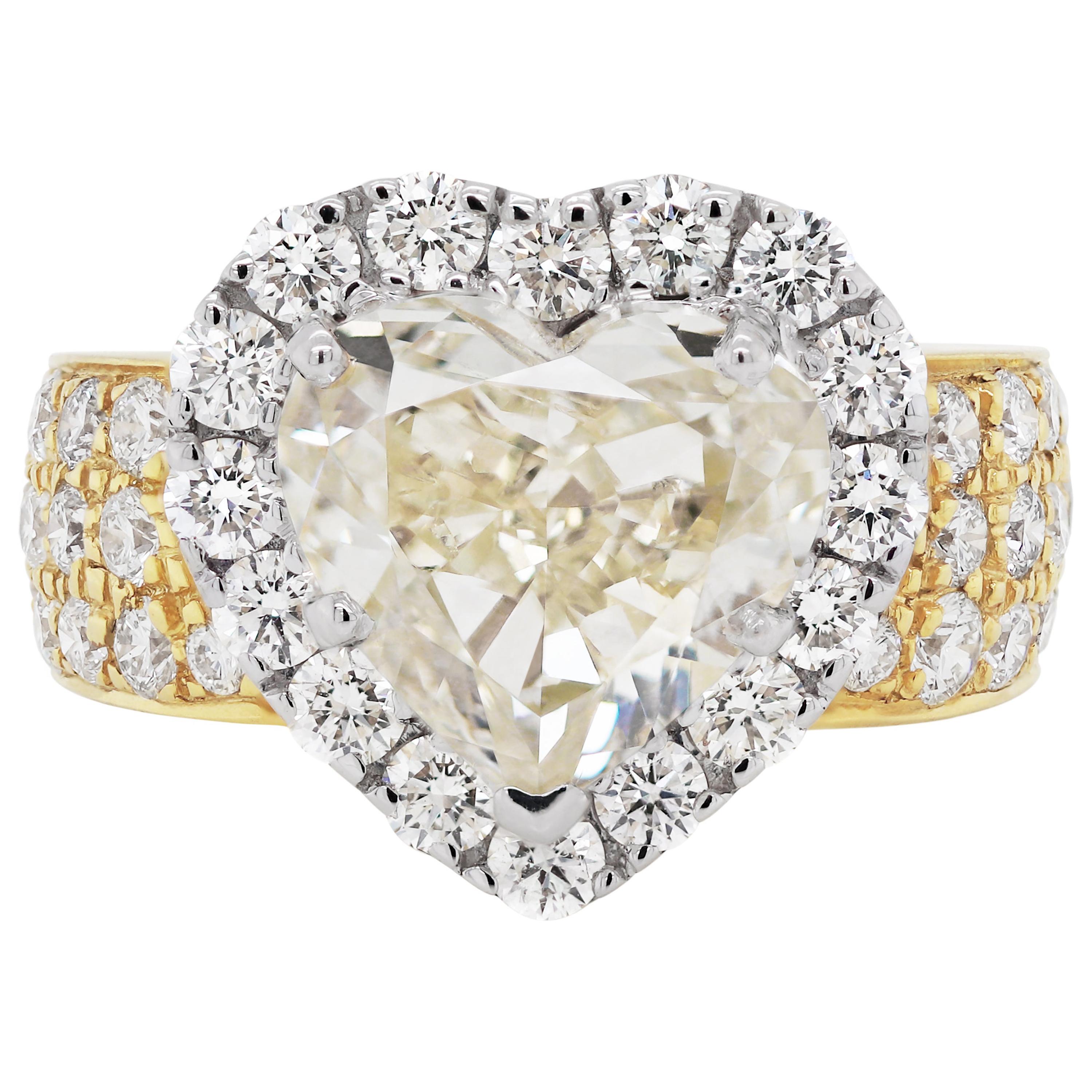 5.01 Carat Heart Shape Diamond 18 Carat Gold Engagement Ring