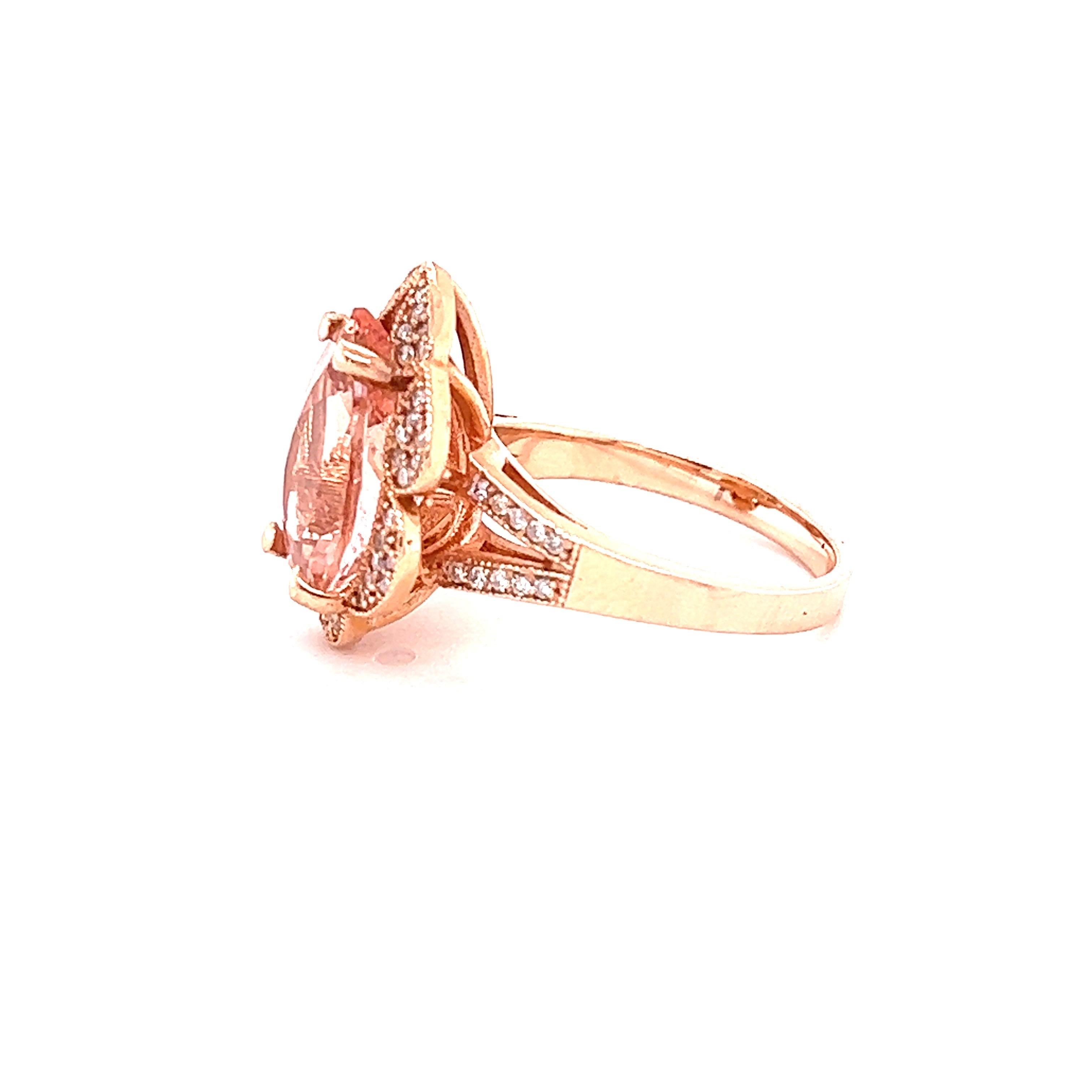 5,01 Karat Morganit Diamant Rose Gold Cocktail Ring Damen im Angebot