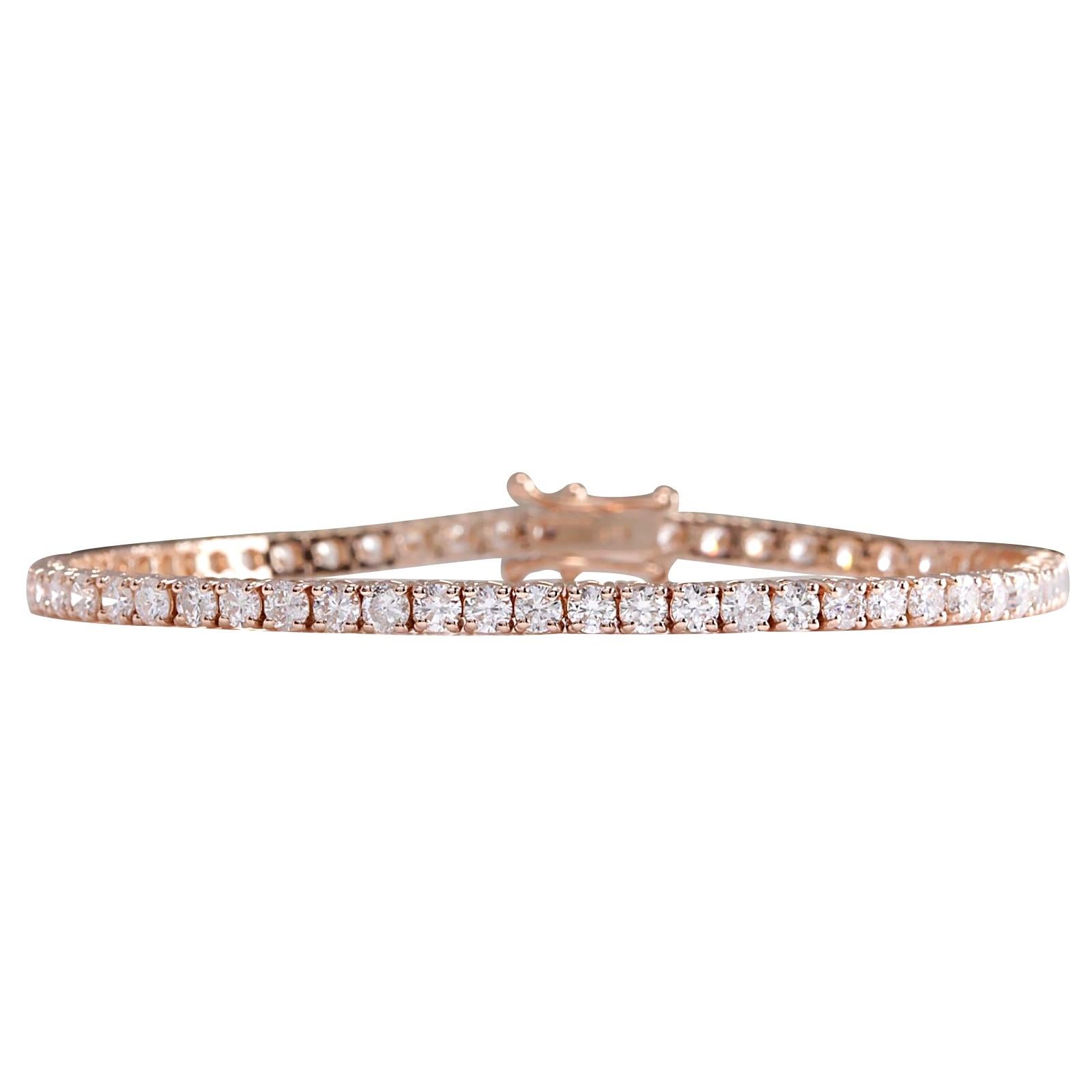 5.01 Carat Natural Diamond Tennis Bracelet In 14 Karat Rose Gold  In New Condition For Sale In Los Angeles, CA