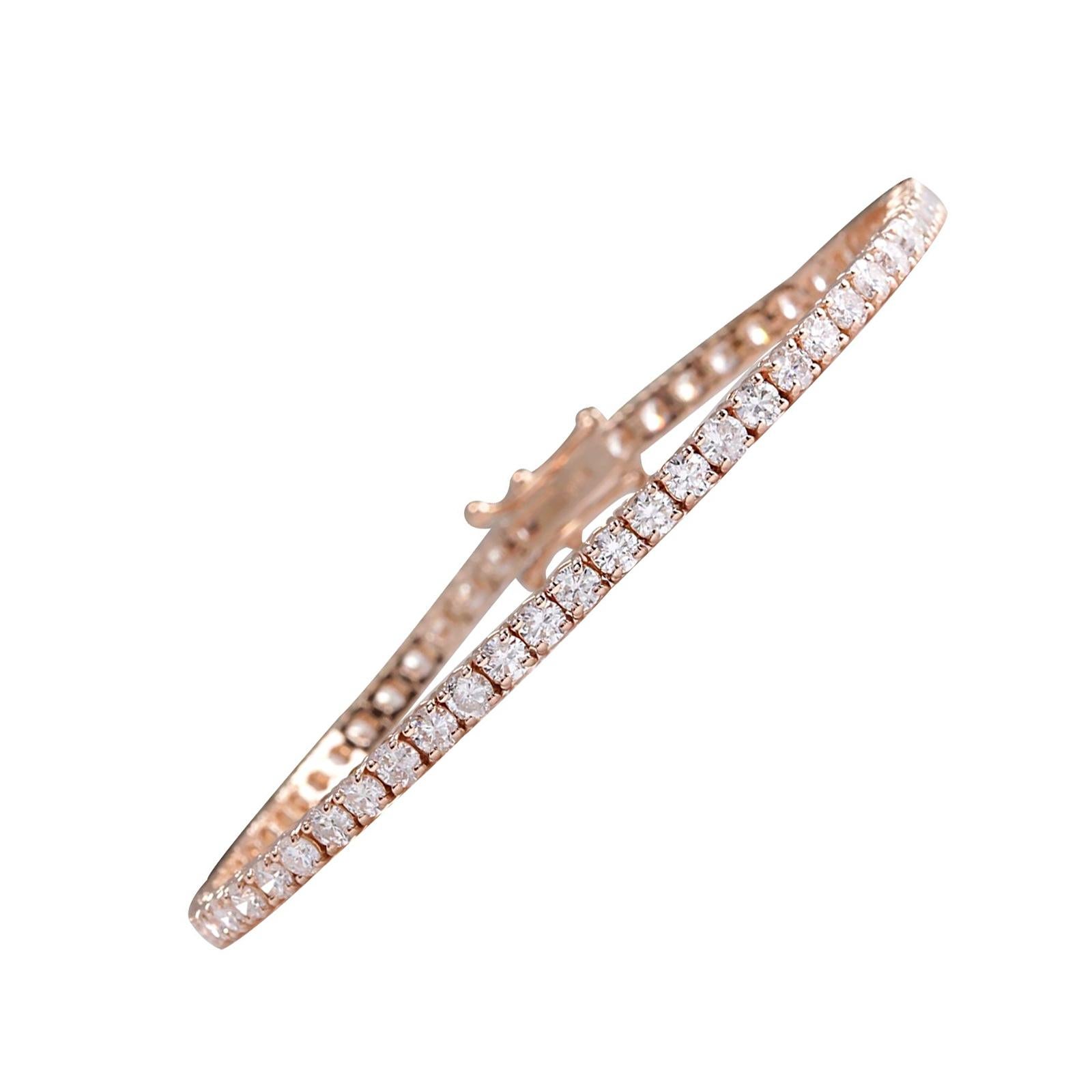 5.01 Carat Natural Diamond Tennis Bracelet In 14 Karat Rose Gold  For Sale