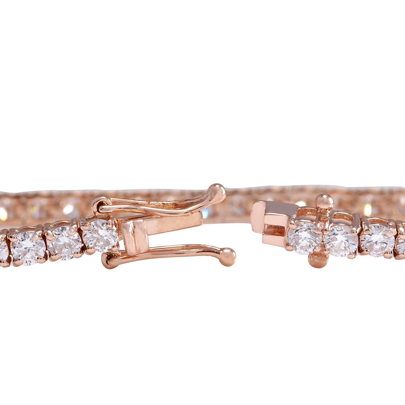 Stamped: 14K Rose Gold
Total Bracelet Weight: 8.1 Grams
Bracelet Length: 7 Inches
Bracelet Width: 2.70 mm
Total Natural Diamond Weight is 5.01 Carat
Color: F-G, Clarity: VS2-SI1
Face Measures: N/A
Sku: [702675W]
