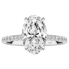 5.01 Carat Oval Diamond Engagement Ring with Pavé Diamond Band – GIA Certified