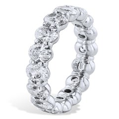 5.01 CT Total Weight Oval Diamond Eternity Band Buttercup Setting Ring Size 6.5