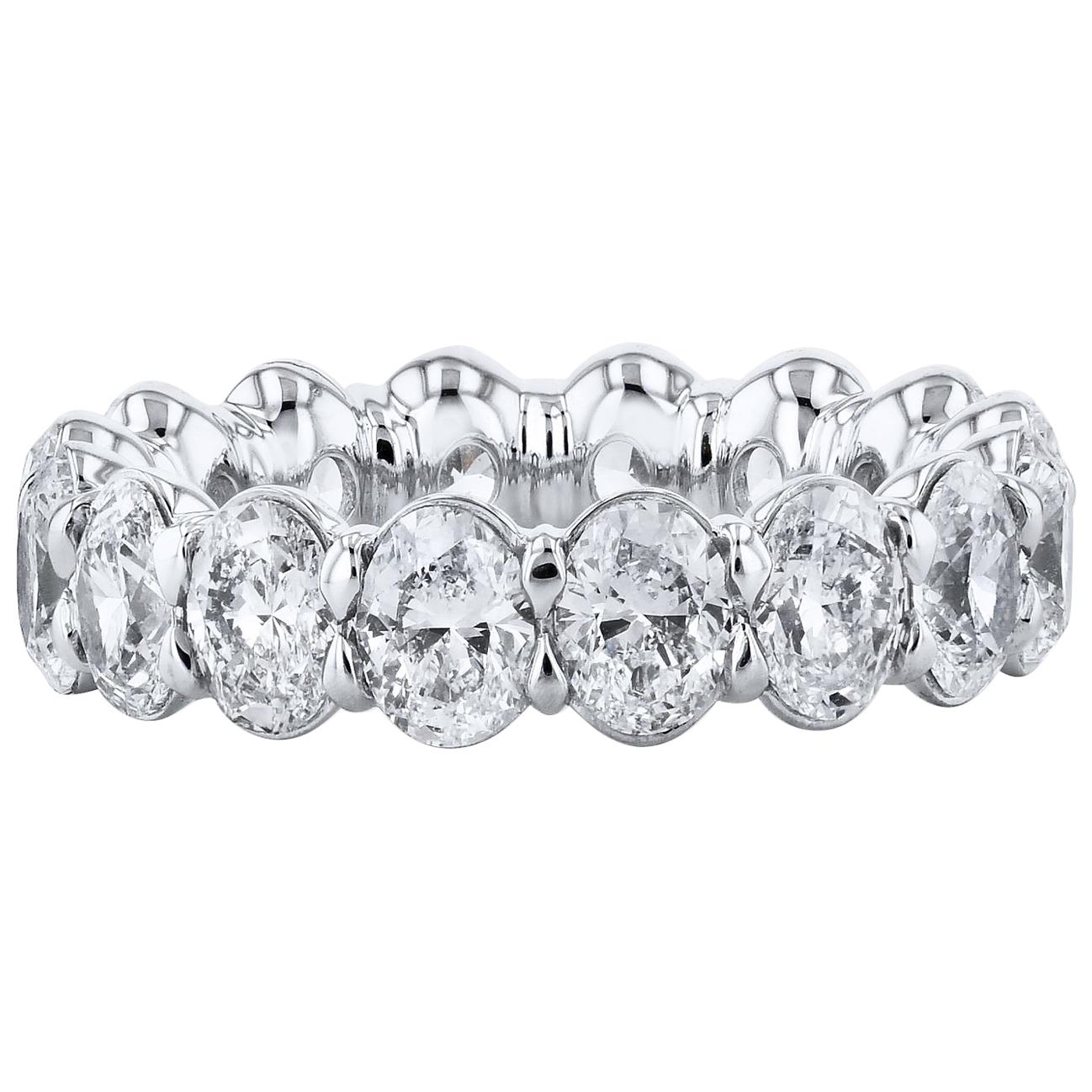 5.01 CT Total Weight Oval Diamond Eternity Band Buttercup Setting Ring Size 6.5 For Sale