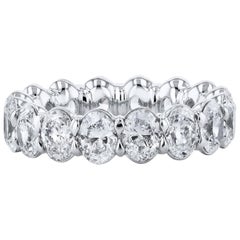 5.01 CT Total Weight Oval Diamond Eternity Band Buttercup Setting Ring Size 6.5