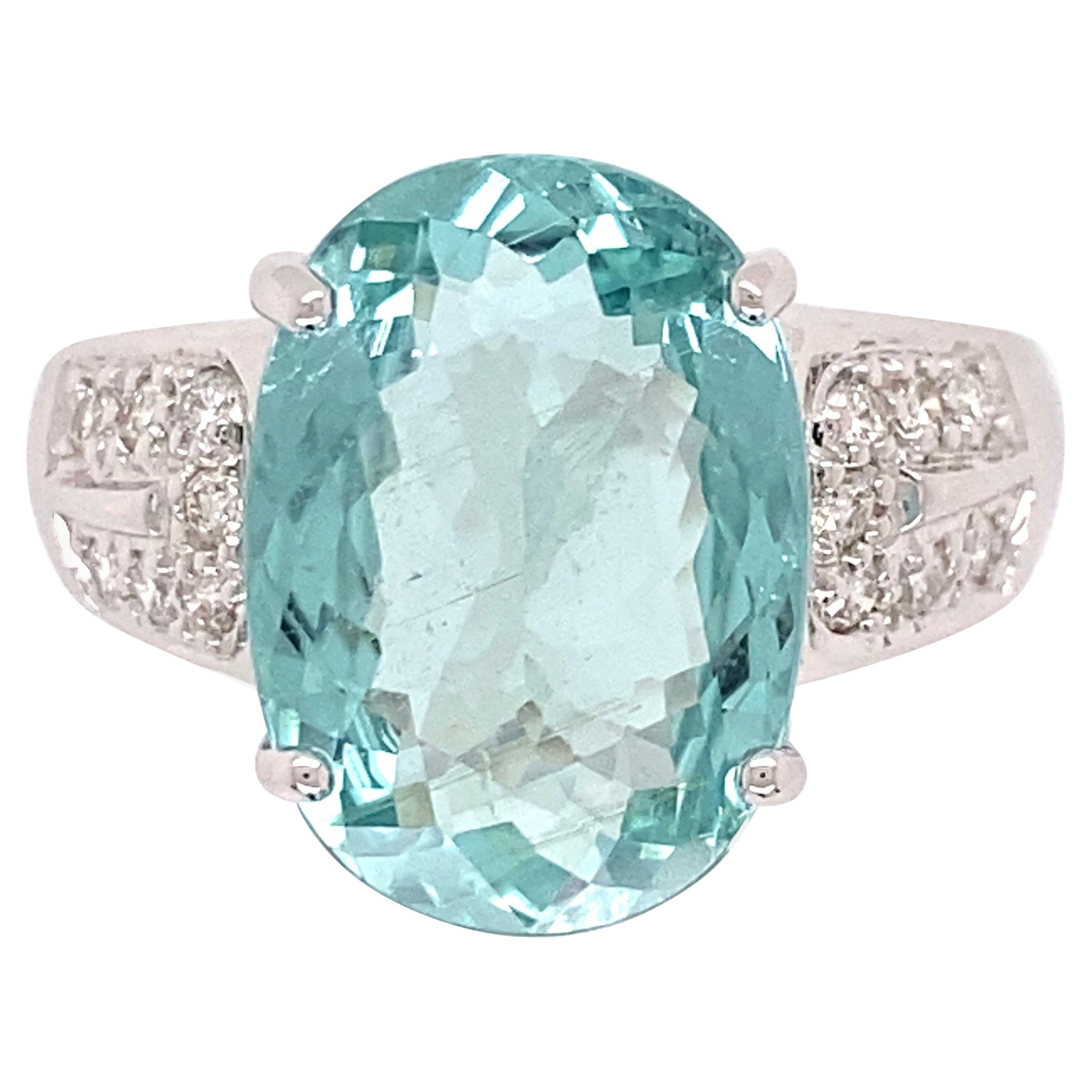 Anello in oro con tormalina Paraiba ovale e diamanti da 5,01 carati GIA Estate Jewelry