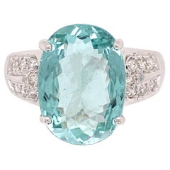 Anello in oro con tormalina Paraiba ovale e diamanti da 5,01 carati GIA Estate Jewelry