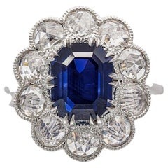 5.01 Carat Round Brilliant Statement Royal Blue Sapphire 14K White Gold