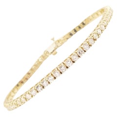Bracciale tennis con diamanti naturali rotondi da 5,01 carati, in oro giallo 14 carati
