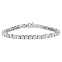 Bracelet tennis en or blanc 14 carats avec diamants ronds naturels d'un poids total de 5,01 carats