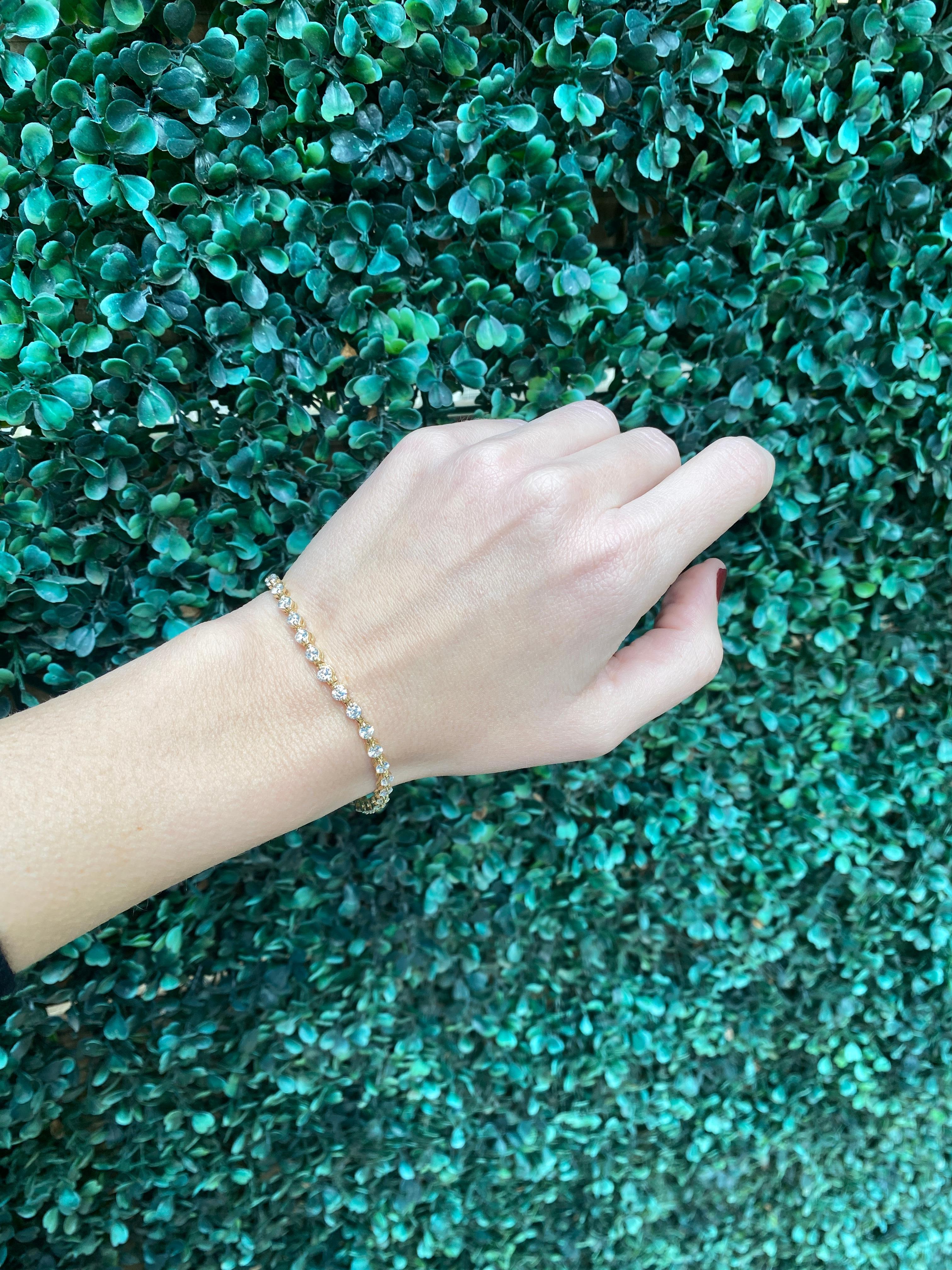 5,01 Karat Gesamtgewicht Gelbgold Diamant-Tennisarmband 8