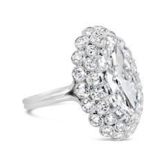Roman Malakov 5.01 Carats Elongated Moval Cut Diamond & Cluster Ring in Platinum