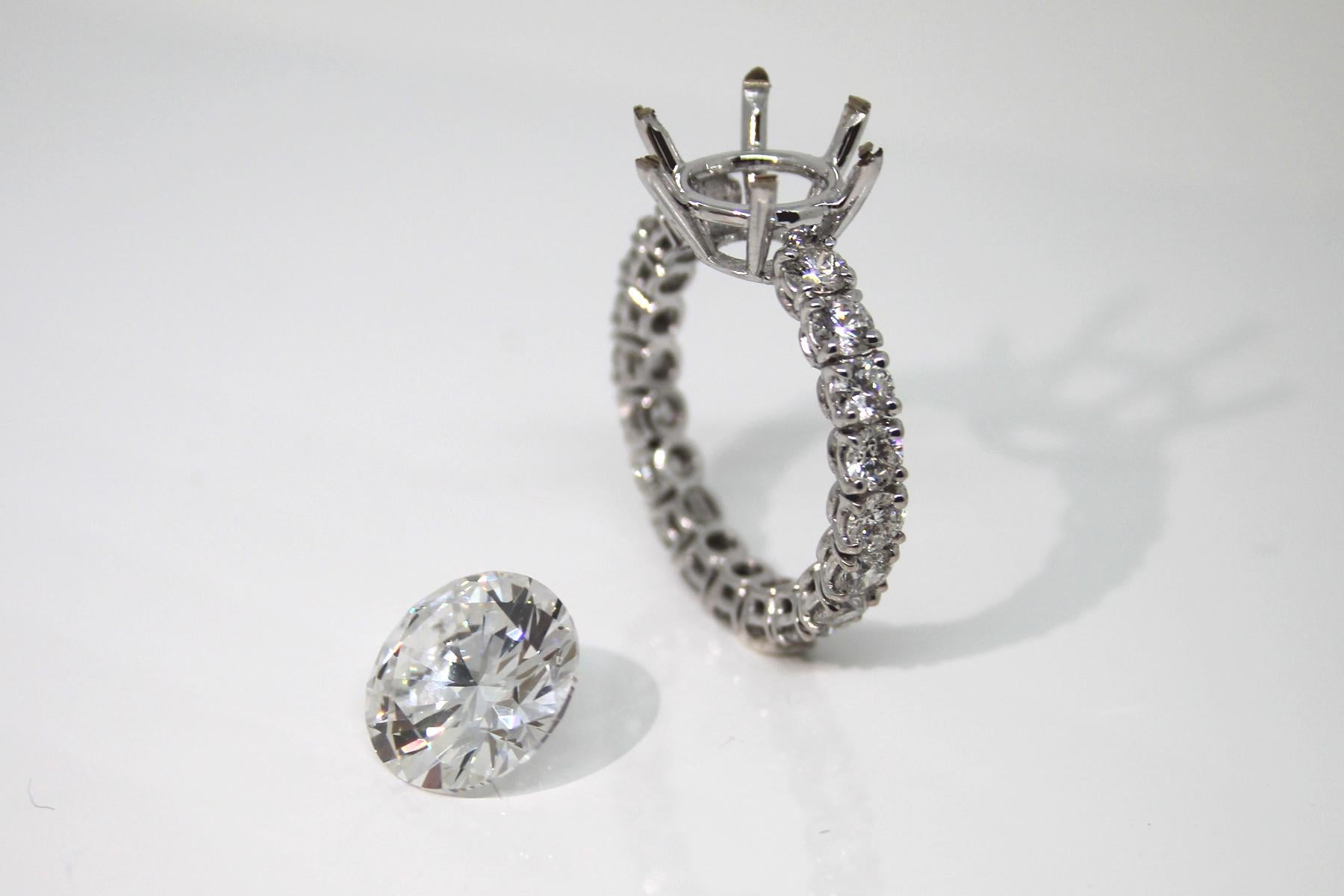 Round Cut 5.01 Carat + 1.99 Ct GIA Diamond E, VS2 18 Karat White Gold Engagement Ring  For Sale