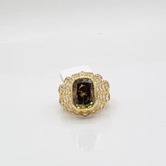5.01 ct. Cognac Diamond Cushion and White Diamond Cocktail Ring in 18k