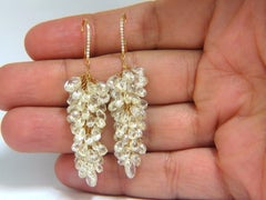 50.15ct Natural Fancy color briolette diamond dangle earrings 18kt grapevine*