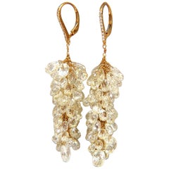 50.15ct Natural Fancy color briolette diamond dangle earrings 18kt grapevine*