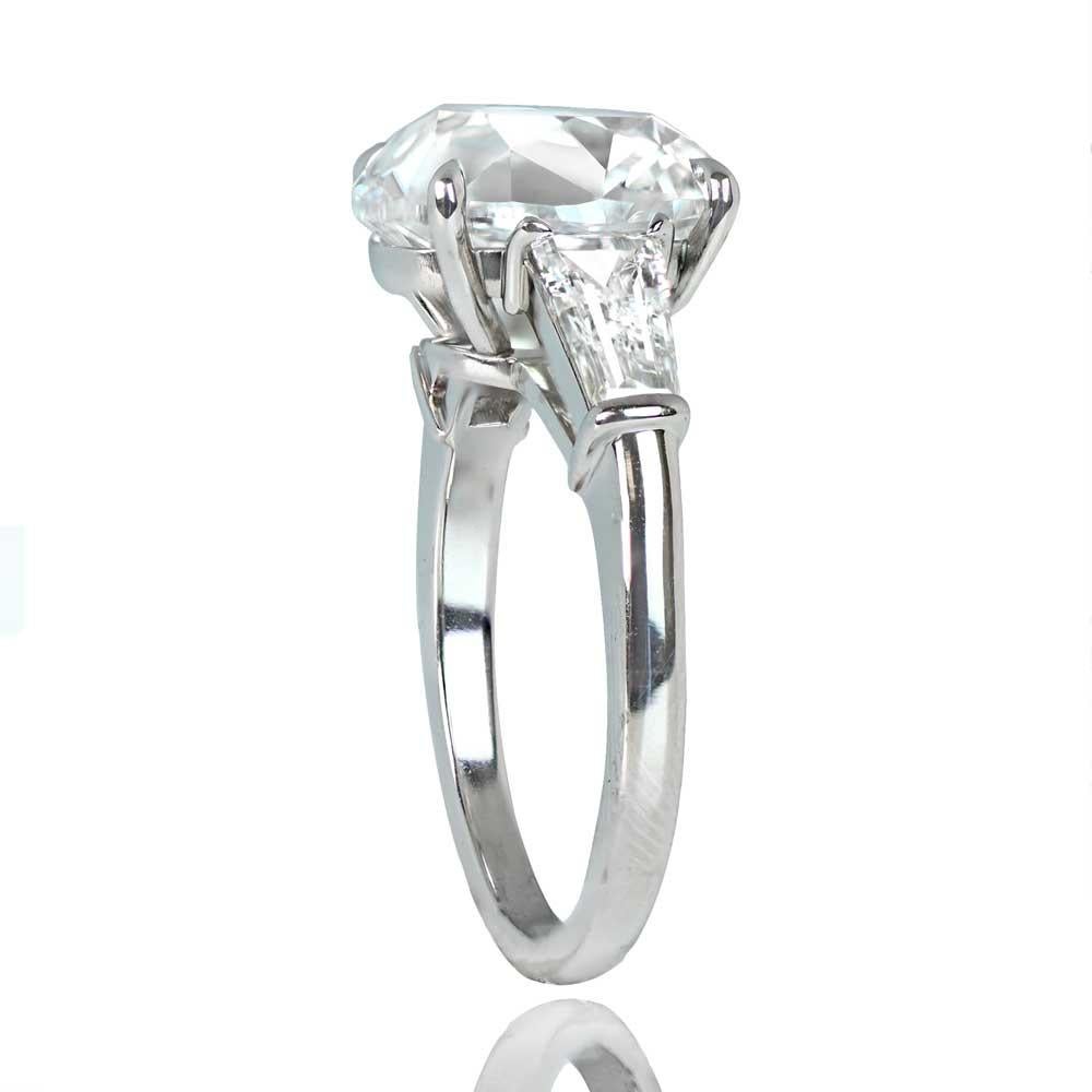 5.01ct Antique Cushion Cut Diamond Solitaire Engagement Ring, E Color, Platinum In Excellent Condition For Sale In New York, NY