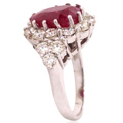 5.01ct Burma no-heat Ruby Diamond Ring, GIA