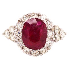 5.01ct Burma no-heat Ruby Diamond Ring, GIA