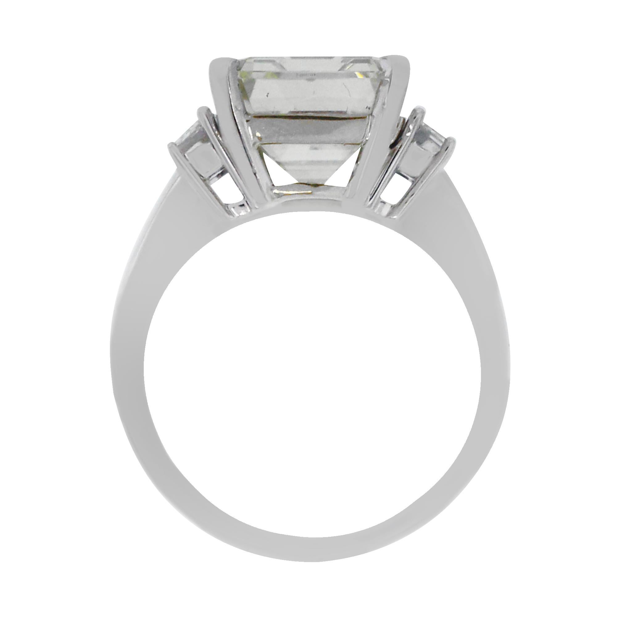 5.01 Carat Emerald Cut Diamond Engagement Ring In Excellent Condition In Boca Raton, FL